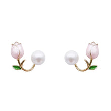 Load image into Gallery viewer, Pink Flower Earrings