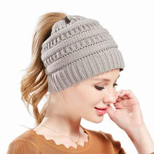 Load image into Gallery viewer, Soft Knit Ponytail Beanie
