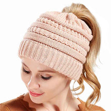 Load image into Gallery viewer, Soft Knit Ponytail Beanie
